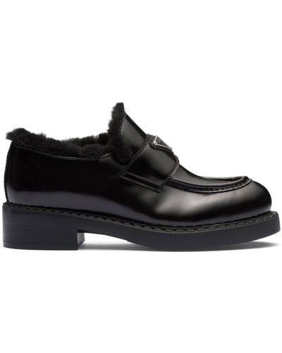 Prada Leren Sneakers - Zwart