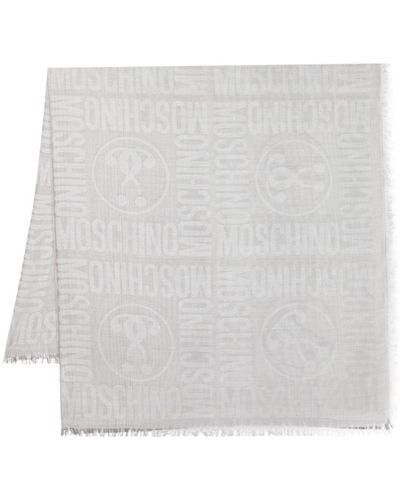 Moschino Ombré-effect Logo-print Scarf - White