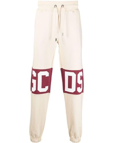 Gcds Logo-print Cotton Track Trousers - Natural