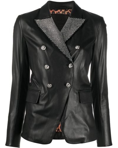 Philipp Plein Crystal-embellished Double-breasted Jacket - Black