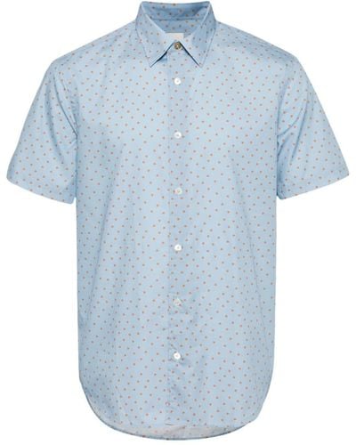 Paul Smith Heart-print Poplin Shirt - Blue