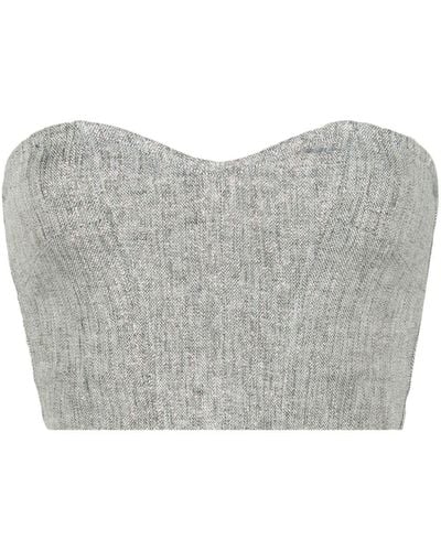 Forte Forte Chevron-knit Lurex Strapless Top - Gray