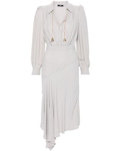 Elisabetta Franchi Asymmetric Shirt Dress - White