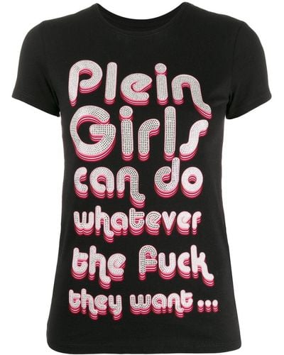 Philipp Plein T-shirt à détail de slogan - Noir