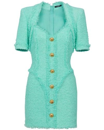 Balmain Button-embellished tweed minidress - Grün
