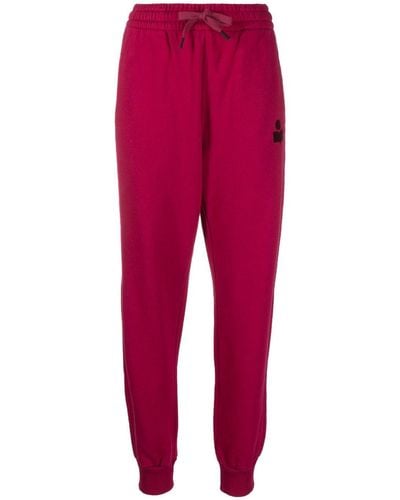 Isabel Marant Pantalones de chándal con logo bordado - Rojo