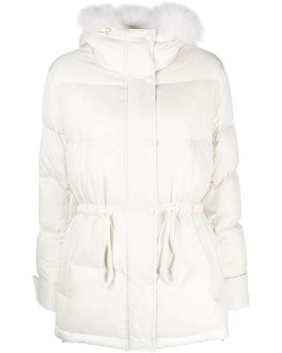 Yves Salomon Hooded Puffer Jacket - White