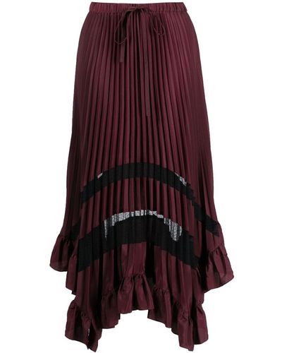 Claudie Pierlot Pleated Drawstring-waist Midi Skirt - Purple