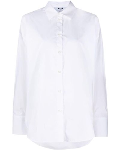 MSGM Camisa con logo bordado - Blanco