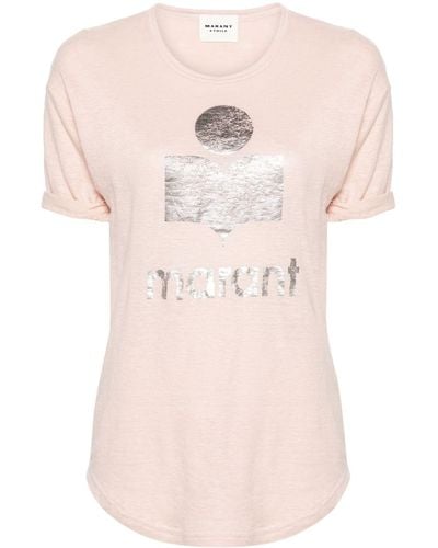 Isabel Marant T-shirt Koldi en lin à logo imprimé - Rose