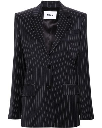 MSGM Single-breasted Pinstripe Blazer Clothing - Black