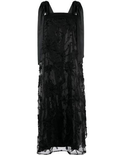 Aje. Ursula Floral-appliqué Organza Dress - Black