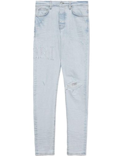 Amiri Jeans slim con cristalli - Blu