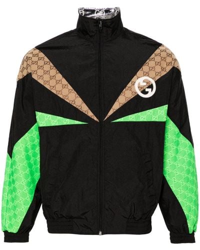 Gucci Paneled GG Canvas Bomber Jacket - Green