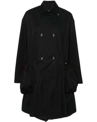 Emporio Armani Cotton-blend double-breasted coat - Negro