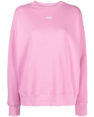 Autry Logo-print Cotton Sweatshirt - Pink
