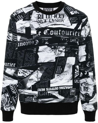 Versace Magazine-print Cotton Sweatshirt - Black