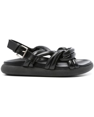 Souliers Martinez Telva Leather Sandals - Black