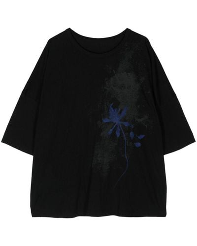 Y's Yohji Yamamoto Graphic-print cotton T-shirt - Schwarz