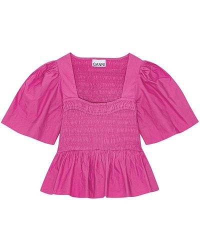 Ganni Bluse aus Bio-Baumwolle - Pink