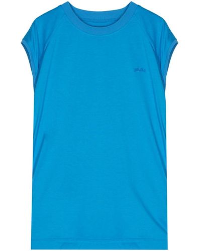Juun.J T-shirt en coton à logo brodé - Bleu