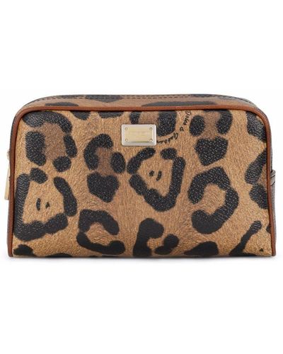 Dolce & Gabbana Leopard-print Makeup Bag - Brown