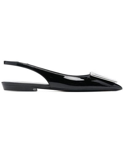 Saint Laurent Pointed-toe Buckled Slingback Court Shoes - Black