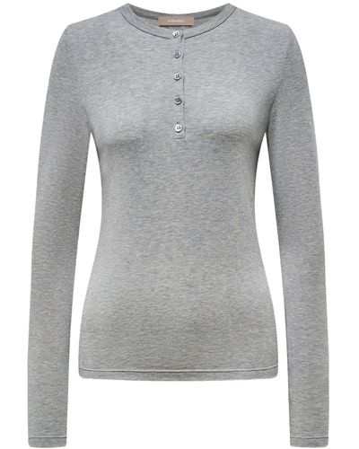 12 STOREEZ Top con cuello henley - Gris