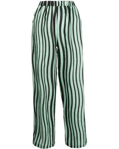 Bambah Alya Striped Straight-leg Trousers - Green