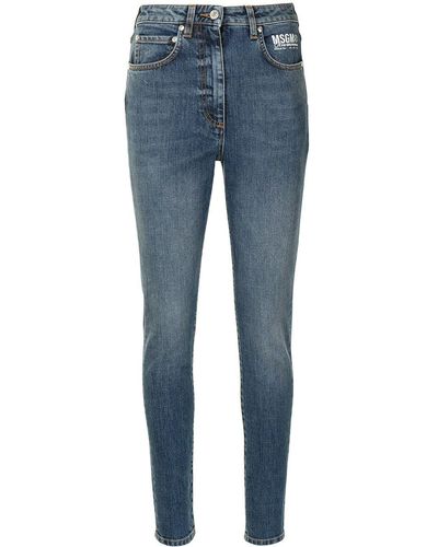 MSGM Jeans skinny a vita alta - Blu