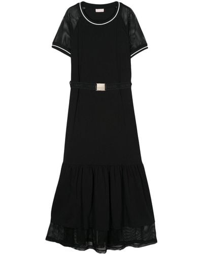 Liu Jo Mesh Ruffled Maxi Dress - Black