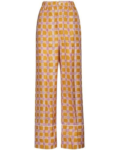Marni Pantalon de pyjama Check Fields en soie - Orange