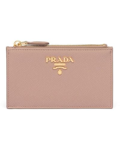 Prada Saffiano Leather Card Holder - Pink