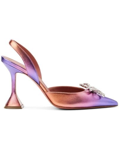 AMINA MUADDI Rosie 95mm Iridescent-effect Court Shoes - Pink