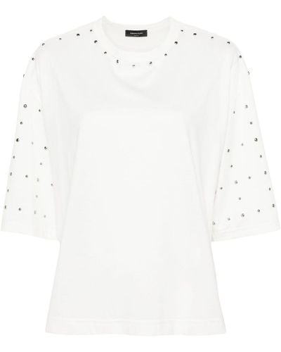 Fabiana Filippi T-shirt à détails de clous - Blanc