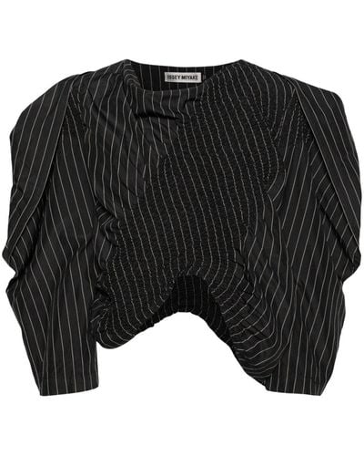 Issey Miyake Contraction Pinstripe-print Blouse - Black