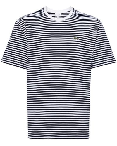 Lacoste Striped Cotton T-shirt - Blue