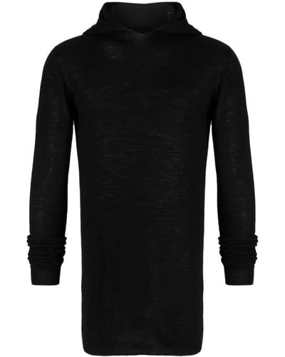 Rick Owens Hooded Virgin Wool Sweater - Black