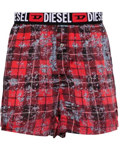 DIESEL Boxershorts mit Logo-Print - Rot