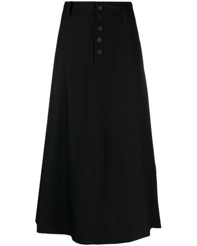 Yohji Yamamoto High-waisted A-line Midi Skirt - Black