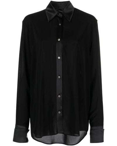 John Richmond Pointed-collar Button-up Silk Shirt - Black