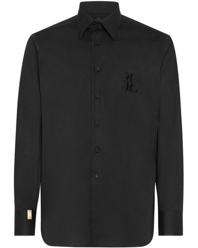 Billionaire Chemise en coton à logo brodé - Noir