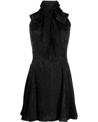 Versace Barocco-jacquard Satin Minidress - Black