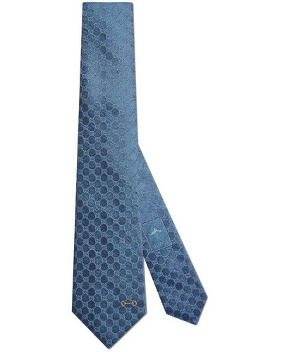 Gucci Seidenkrawatte mit Monogrammmuster - Blau