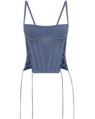 Dion Lee Lace Up-detail Corset-style Top - Blue