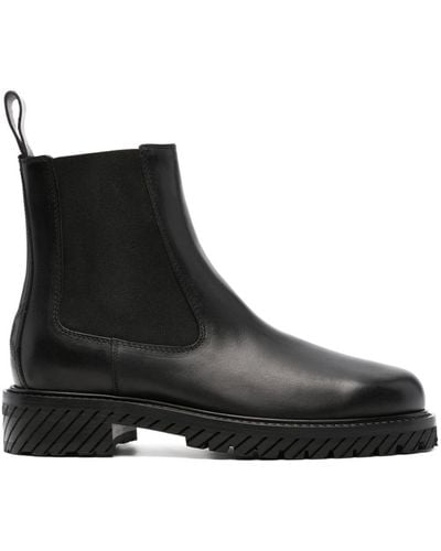 Off-White c/o Virgil Abloh Round-toe Leather Ankle Boots - Black