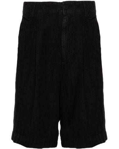 Costumein Pleat-detail Linen Shorts - Black
