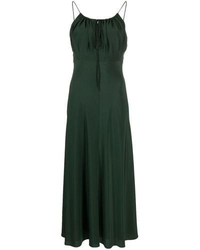 Totême Gathered Silk Midi Dress - Green