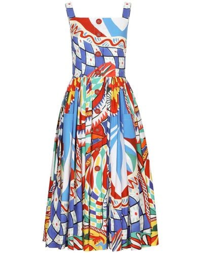 Dolce & Gabbana Midi-jurk Met Grafische Print - Wit