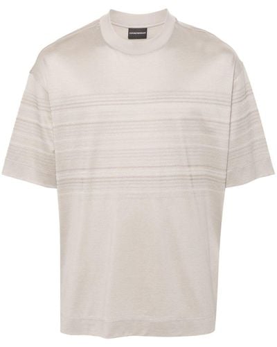 Emporio Armani Striped Crew Neck T-shirt - White